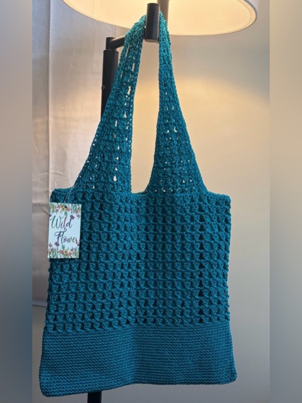 Wildflower Crochet Market Tote Bag